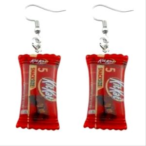 Kit Kat Earrings, Candy Earrings, Snack Earrings, Novelty Earrings